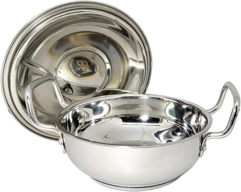 bartan hub Stainless Steel Induction Bottom Kadhai with Lid 5 Liter ( Induction and Gas Stove Compatible , Sandwich Bottom , Dishwasher Safe , Diameter - 29 cm ) Kadhai 29 cm diameter with Lid 5 L capacity(Stainless Steel, Induction Bottom)