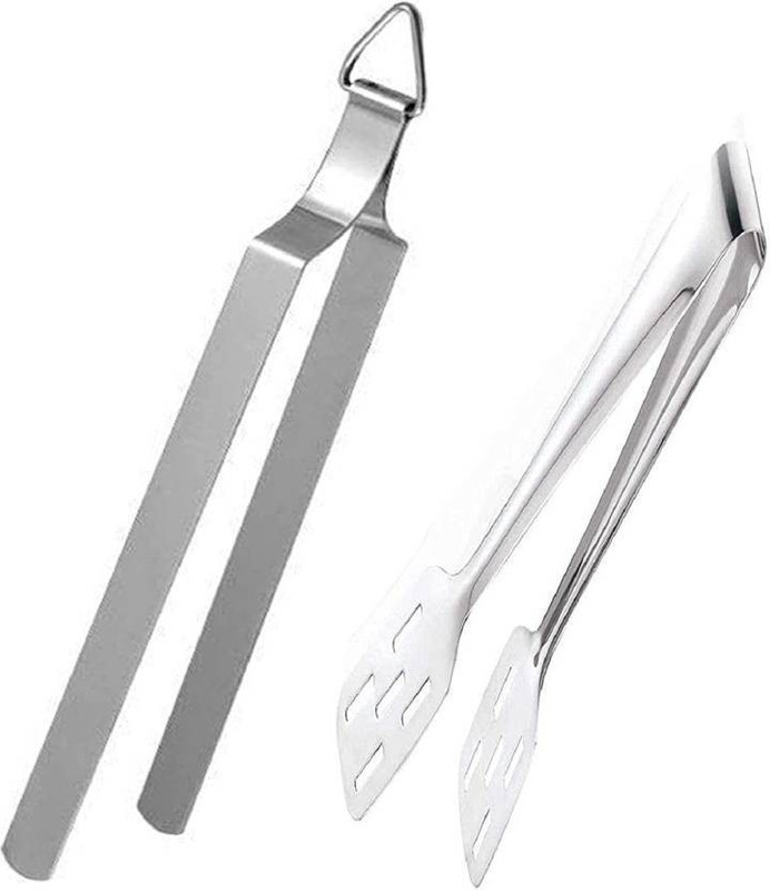 A2SK Roasting Chimta + Slotted cake tong 27 cm, 21 cm Roasting, Salad, Serving, Hamburger, Pastry, Utility Tong Set(Pack of 2)