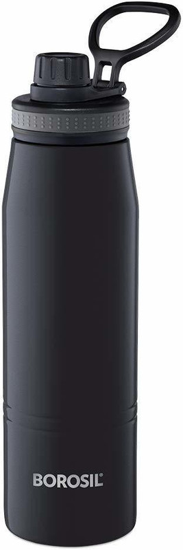 BOROSIL GOSPORTS 600 ml Steel Flask(Pack of 1, Black)