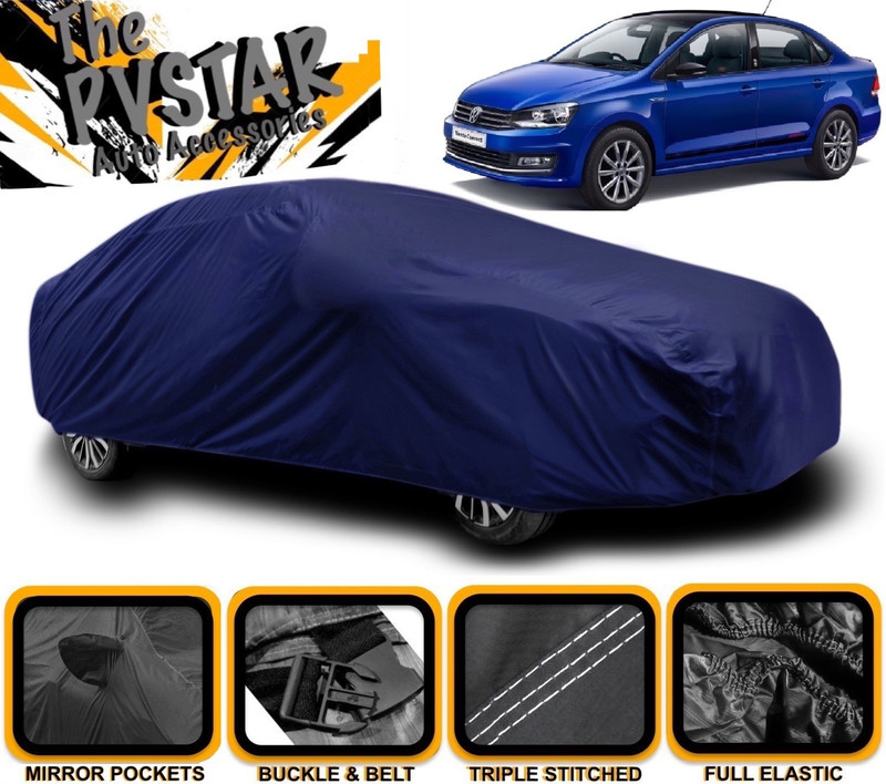 PVSTAR Car Cover For Volkswagen Vento 1.2 TSI Highline Petrol (With Mirror Pockets)(Blue)