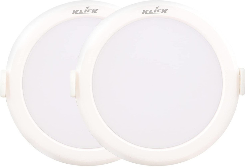 KLICK 8 Watt LED Downlight 360° Adjustable Slim Ceiling Light for Home, Offices & Other Indoor Uses Spectra (Warm White, Round, 2 Pcs) Recessed Ceiling Light Ceiling Lamp(White)