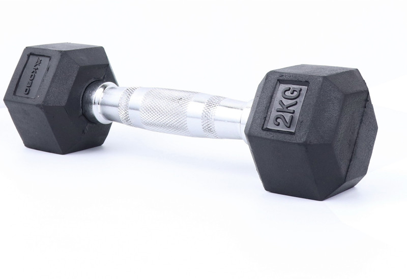 KOBO HOME GYM EXERCISE 22.5 KG X 2 (Total 45 KG) CARDIO TRAINING FITNESS HEX RUBBER Fixed Weight Dumbbell(45 kg)