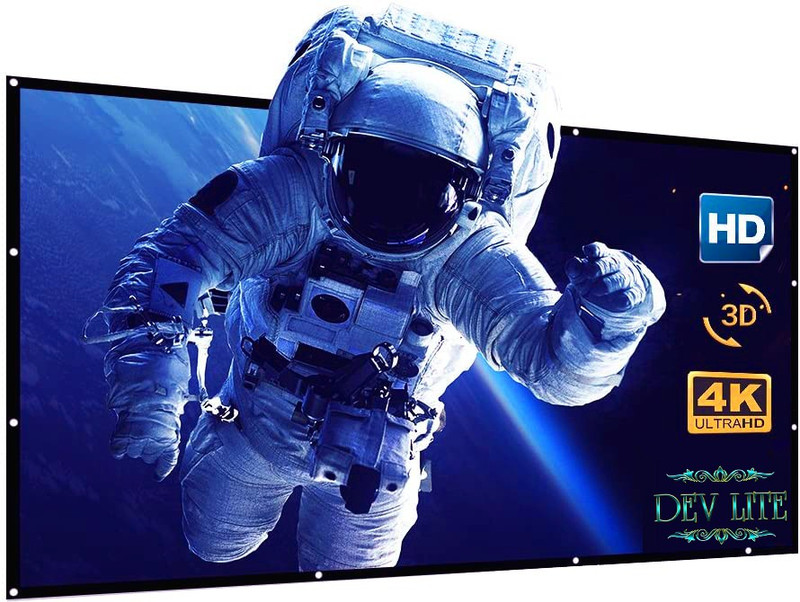 DEV LITE 120" Inch Projector Screen (Foldable) 8 x 6 Feet 4:3 Ratio 3D UHD Supported Design 124 Projector Screen (Width 244 cm x 183 cm Height) Projector Screen (Width 244 cm x 183 cm Height)