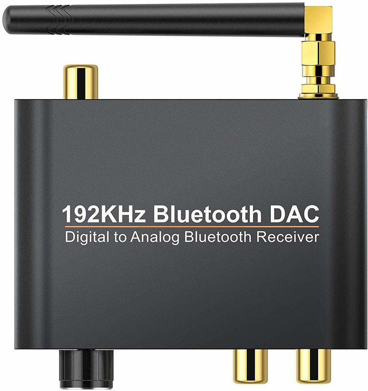 microware Digital To Analog Audio Converter with Bluetooth 5.0 Receiver Coaxial Toslink To Analog Stereo L/R RCA 3.5mm Audio Adapter Media Streaming Device(Black)