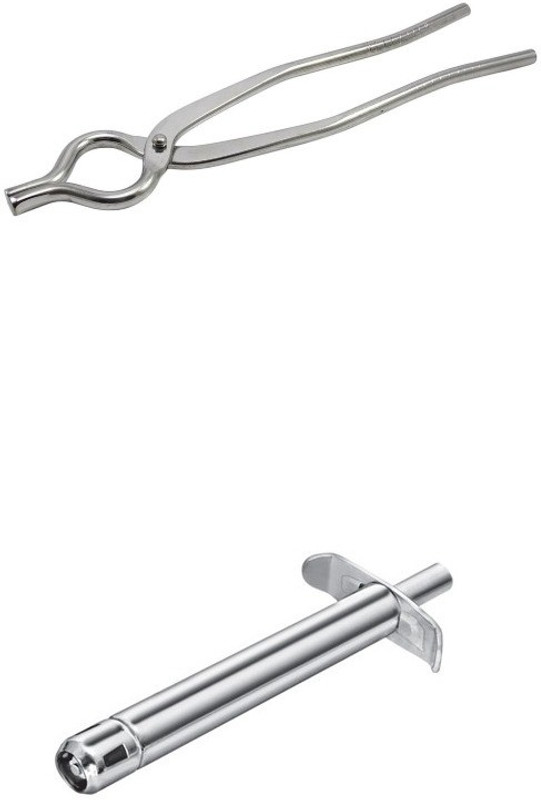 A2SK Stainless steel Sandasi with Steel Gas Lighter Kitchen Tool Set(Gas Lighter, Tong)