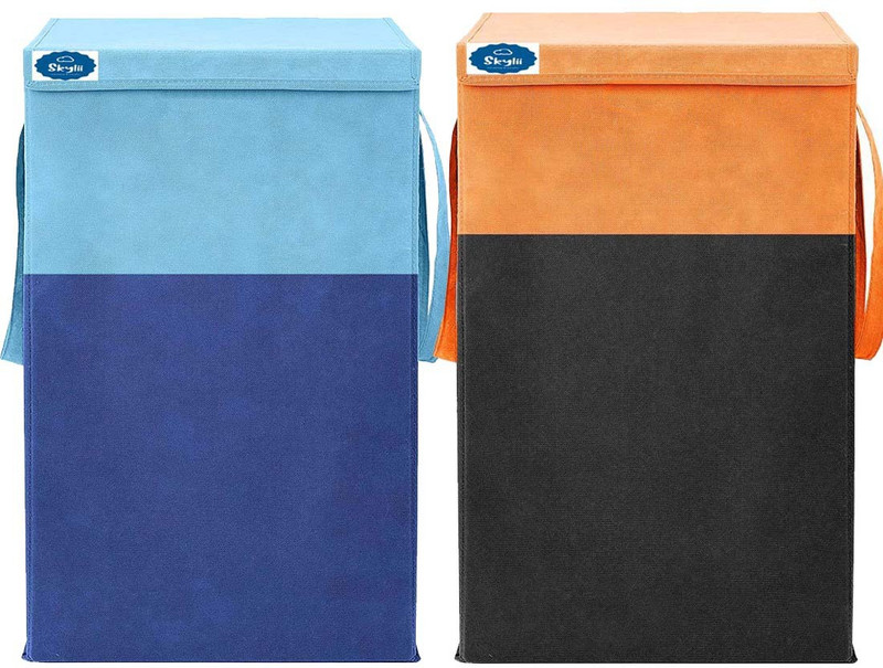 Skylii 68 L Blue, Orange, Black Laundry Basket(Non Woven, Cotton)