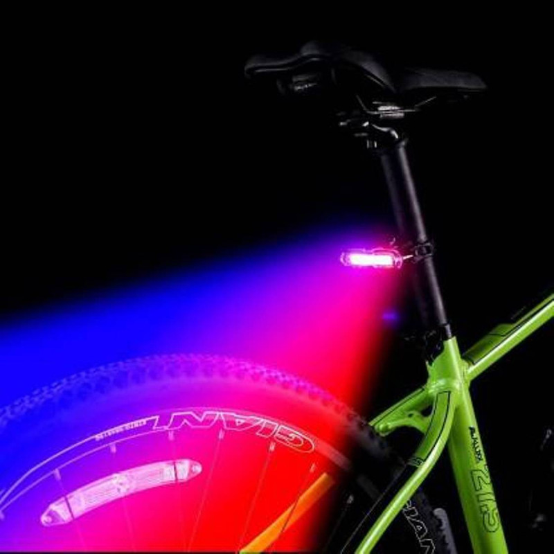 M MOD CON Bicycle USB Rechargeable Police Type Tail Light (3 Colors Red, White, Blue) 6 Mode LED Rear Break Light(Multicolor)