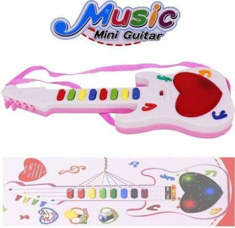 Anushka Toys Mini Guitar Toy With Musical Rhymes Sound And 3D LED Light | Electric Keyboard(Multicolor)