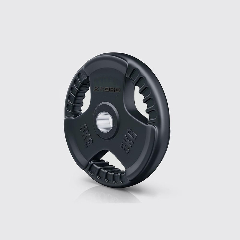 KOBO Fitness Premium Quality Rubber Coated & Integrated Metal Grip - Black Weight Plate(5 kg)