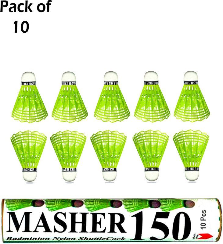 SAGAR Masher 150 plastic shuttlecocks (pack of 10) Plastic Shuttle  - Green(Medium Fast, 78, Pack of 10)