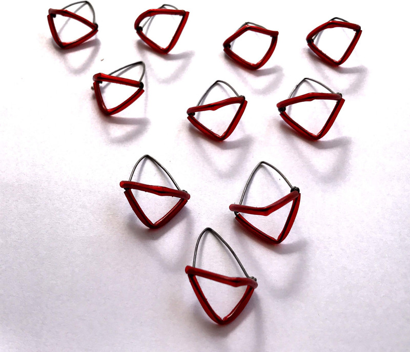 Vadyam 10 Thin Wire Red Plastic Wrapped Metal Sitar Mizrab Handmade Plectrum Mizraf Veena Metti(Stainless Steel Men & Women 10)