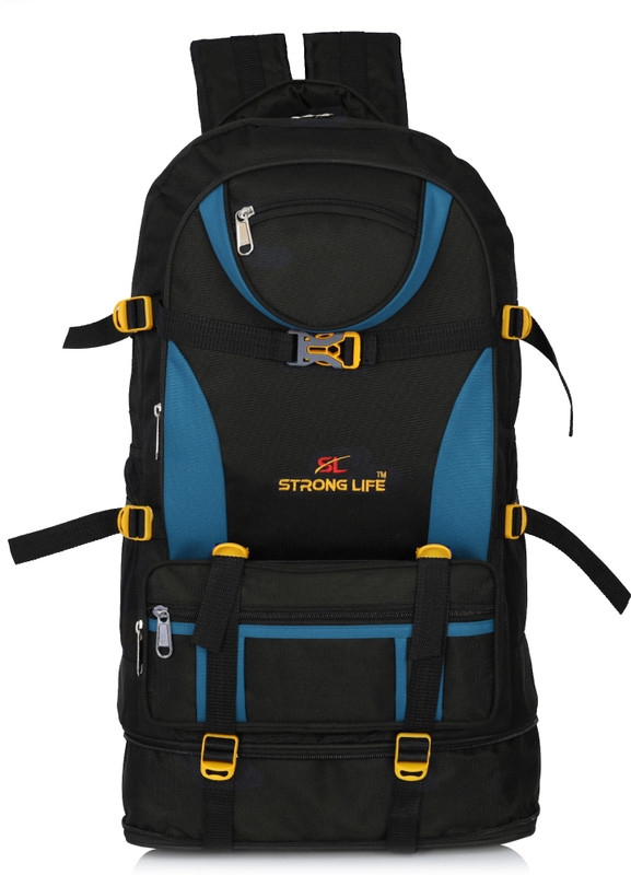 STRONG LIFE Unisex 26×14 Water Resistance backpack for Travel Luggage Hiking Trekking Camping & Rucksack Bag 50 L Backpack(Blue, Black)