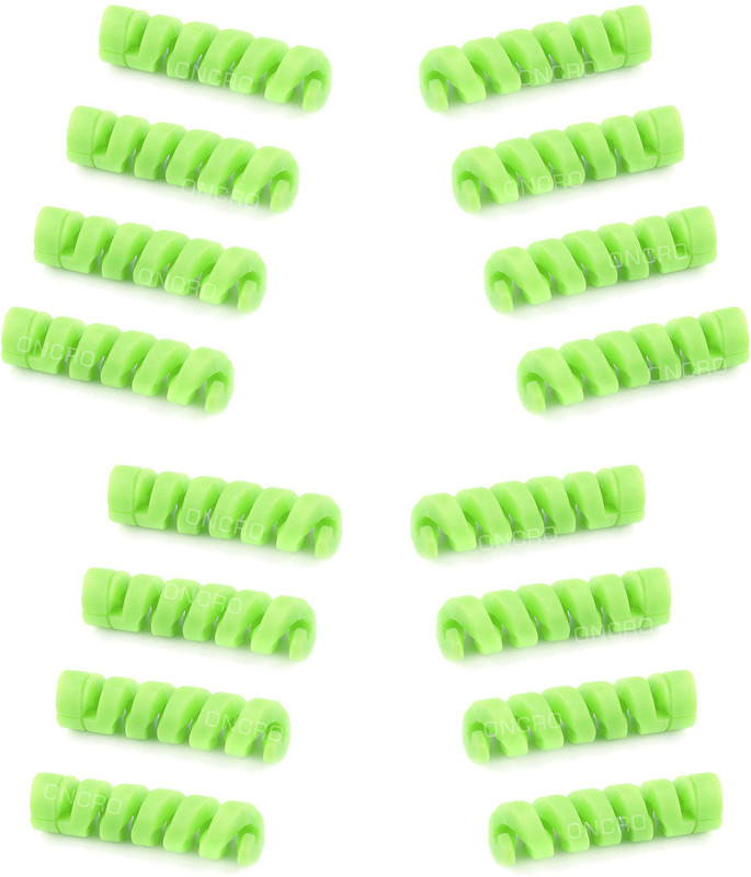 ONCRO GREEN (Pack of 16) USB Cable Protector Spiral Spring Cable Saver Earphone iphone Cable Protector Drop Clips Charging Cord Data Cable Protector Cable Protector(Green)