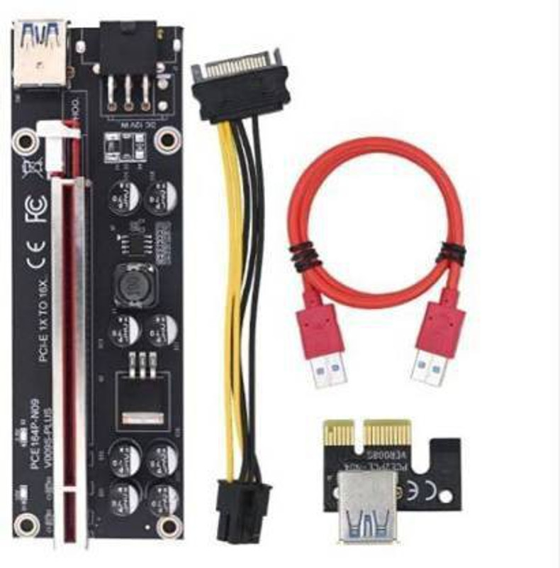 Xsentuals STC PCIe Riser Adapter VER 009S Plus PCI-E 16x to 1x 60 cm USB 3.0 Extension Cable and 4 Pin 6 PinB-SATA Power -Ethereum Mining ETH GDDR4 16 GB NVIDIA Chipset 64 bit 120 MHz Graphics Card