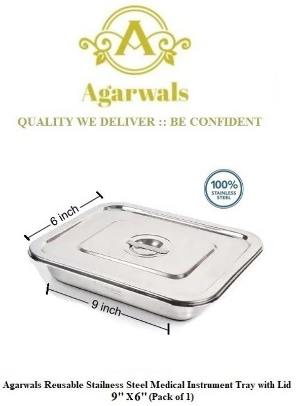 AMAZECARE ™8"inch x 6"inch Instrument Tray With Lid Reusable Medical Tray