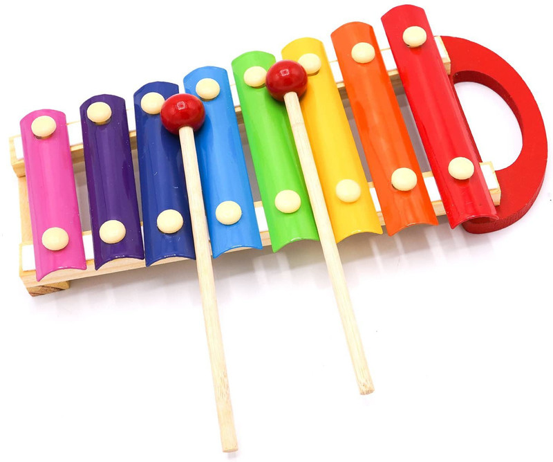 JAPSI Mini Xylophone-Wooden ; Musical Toy for Kids with Mallets ; Best Educational Development ; Musical Kid Toy as Best Holiday/Birthday Gift for Your Mini Musicians - Size (24 x 11 x 3cm)(Multicolor)