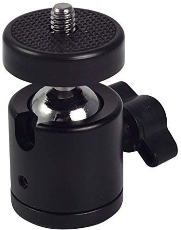 MILLETS Swivel Mini Ball Head 1/4" Screw 360 Degree Aluminium Alloy Body Rotating Swivel Mini Tripod Ball Head with 1/4" Screw Thread Base Mount for Lighter DSLR Camera Camcorder Tripod Ball Head(Black, Supports Up to 300 g)