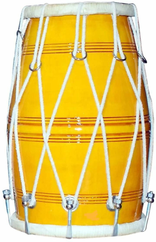 MAGA MART Dholak Red polish carbing (Nakkashi) Nut & Bolts Dholak Nut & Bolts Dholak(Yellow)