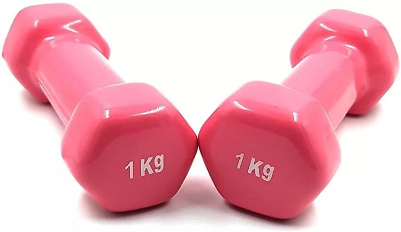 bulls fitness Vinyl Dumbbells Set 1KG For Men and Women Fixed Weight Dumbbell (1 kg) PINK Fixed Weight Dumbbell(1 kg)