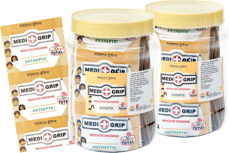 Medigrip Adhesive Band Aid (Pack of 200) Square First Aid Tape(Pack of 200)