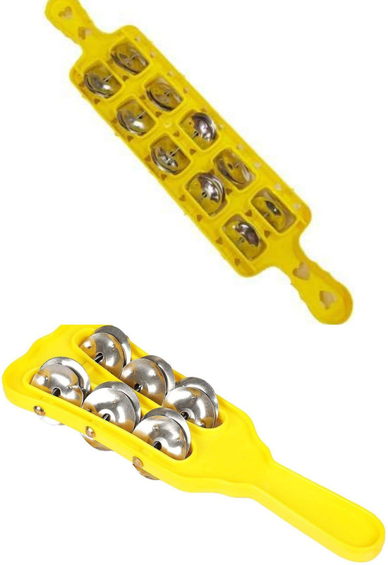 Rolimoli Combo of plastic Manjira Hand Kartal Music Intstrument for Bhajan and Hand Cymbals Pack of 2 Big 5 Line Color As per Availability Kartal Instrument