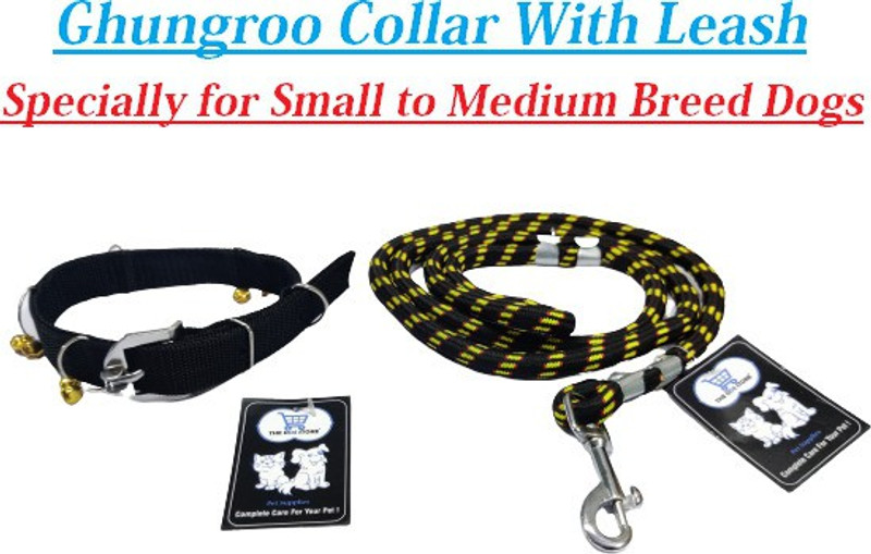 THE DDS STORE Nylon Dog Belt Combo of Ghungroo Collar with Lead 1.5m Lengthy Dog Collar & Leash Dog Belt Combo of Dog Collar with Dog Leash Specially for Medium Breed Under 30kg like Shih Tzu, Pug, Lhasa, Small Labrador, Small German Shepherd, Small Beagle, Indian Spitz, German Spitz, Dachshund Dog