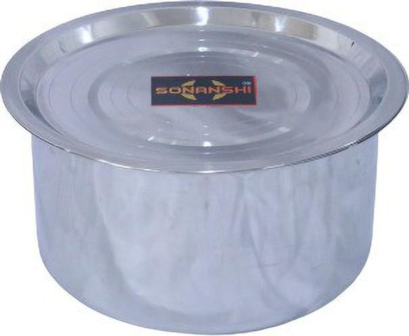 Sonanshi Flower Laser Print Patila/Bhagona/Tapeli Stainless Steel with LID Tope/Bhagona/Patila with Lid 1.5 L capacity 15.22 cm diameter(Stainless Steel)