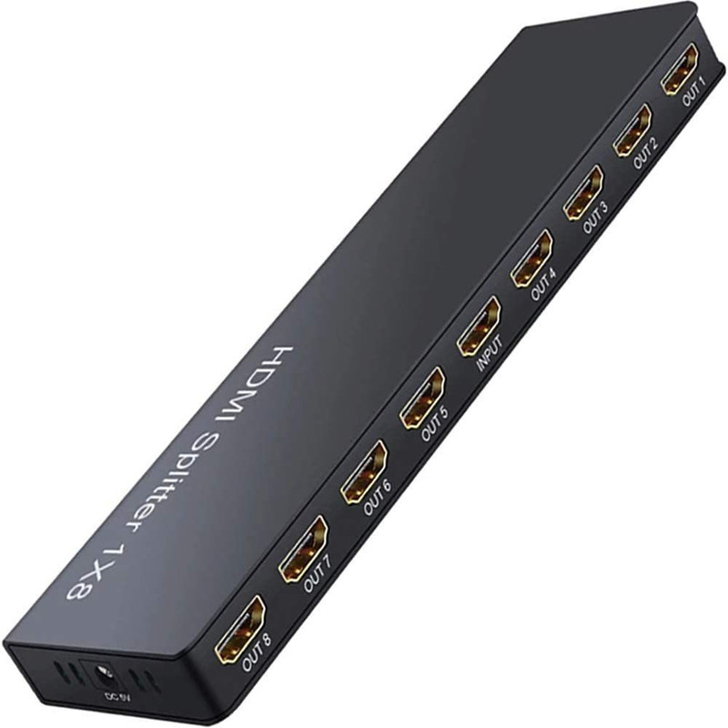 TERABYTE 1x8 HDMI Splitter, Out Audio Video HDMI 1.4V Splitter, 4k 8 Port HDMI Splitter Media Streaming Device(Black)