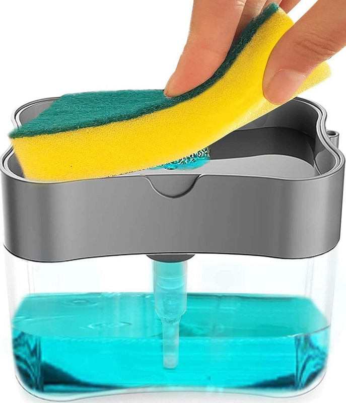 Dee bee 2 in 1 Soap Pump Plastic Dispenser for Dishwasher Liquid; Holder 380 ml Liquid, Bottom Loading Water Dispenser