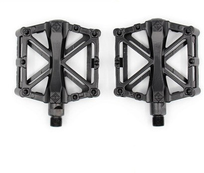 RESHNE Mountain Bike MTB Pedals Bicycle Flat Platform Pedals Aluminum Alloy Cycling Pedal(Black)