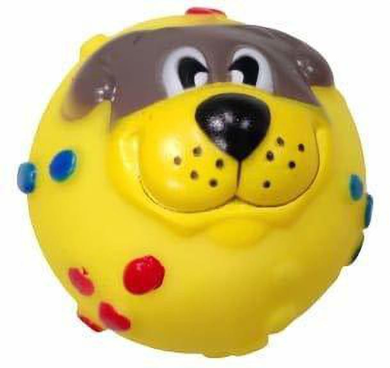 DogTrust Dog Trust Squeaky Puppy Face Ball Rubber Toy for Dog 1Pcs yellow Rubber, Silicone Squeaky Toy For Dog & Cat
