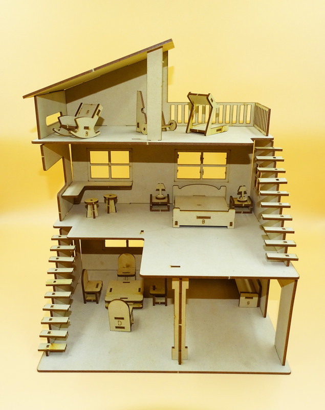 poksi DIY –DO IT YOURSELF DOLL HOUSE FOR KIDS – INCLUDES BEDROOM FURNITURE , DINING ROOM FURNITURE, DRAWING ROOM FURNITURE, GYM EQUIPMENTS| 108 PIECES DOLL HOUSE FOR GIRLS| BEST BIRTHDAY GIFT FOR GIRLS|RETURN GIFT FOR GIRLS(Beige, Brown)