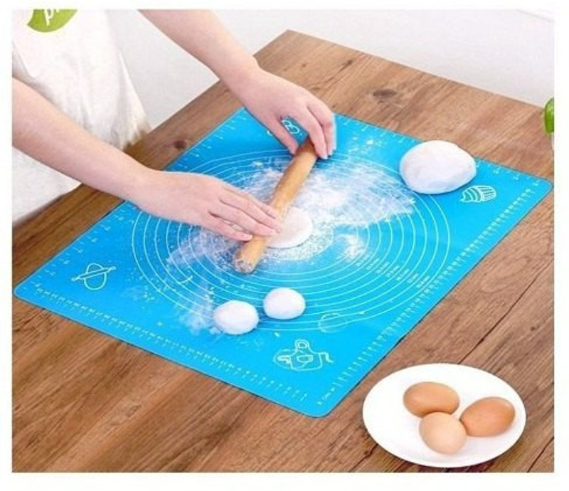 BRIGHTLIGHT 50*40cm Silicone Roti Mat/Baking Mat | Stretchable Reusable Pad with Scale Grill Pad Tools | Non-Stick Fondant Rolling Kneading Sheet for Chapati ,Cake, Atta - Pack of 1 Food-grade Silicone Baking Mat(Pack of 1)