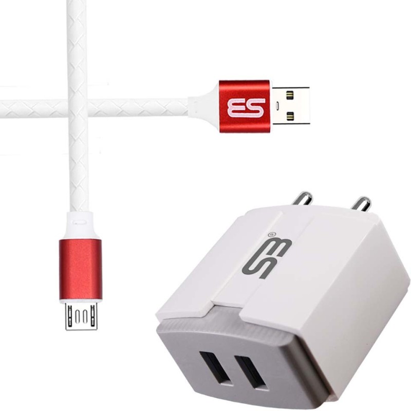 SB 12 W Quick Charge 3.4 A Mobile 3.4A Double USB Port Fast Mobile Charger BIS Certified, Auto-detect Technology, Android Smartphone Charger (white) with 1.2 Meter Micro USB Data Cable | High Speed Charging | Tangle Free | Unbreakable | COL5351 Charger with Detachable Cable(White, Cable Included)