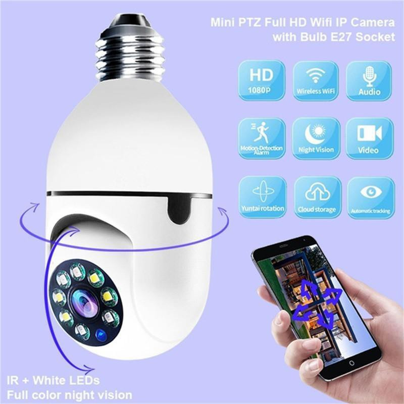 Bzrqx Security Camera Wireless 360 Rotate Light Bulb Camera 1080P CCTV IR Night Vision Indoor Auto Tracking Two-Way Audio Wifi Camera Security Camera(64 GB, 1 Channel)