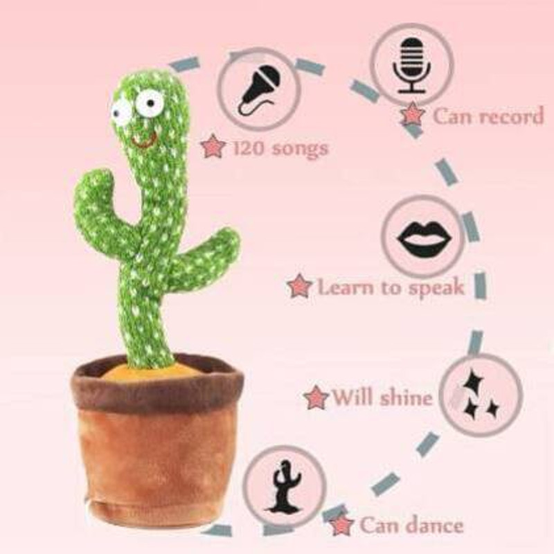 MindsArt Dancing Cactus Repeat, Talking Toy, Repeat+Recording+Dance+Sing, Wriggle Dancing Cactus Repeat What You Say and Sing Electroni Cactus Toy for Kids Adult (Multicolor)(Multicolor)