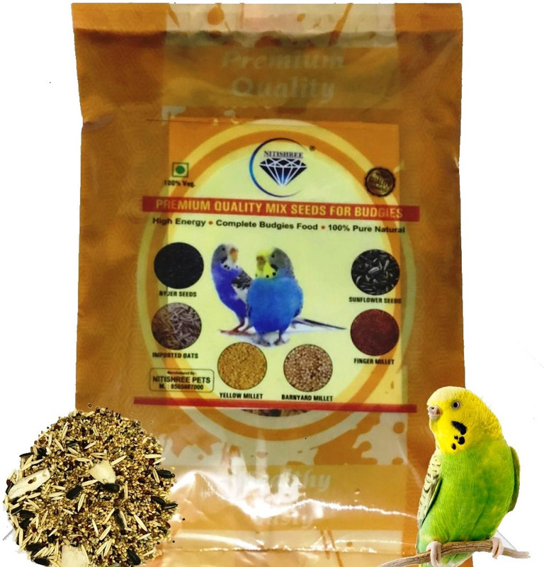 Nitishree Premium Special complite Bird Food for Mix Seed with Broken cuttlefish bone for Parrots, Conure, Cockatiel & Lovebird ( 500 gm) Nuts 0.5 kg Dry New Born, Young, Senior, Adult Bird Food