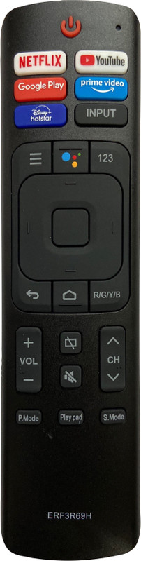 SHIELDGUARD Remote Control ERF3R69H with Netflix & YouTube functions Compatible for LED TV (No Voice & Google Assistant functions) Hisense Remote Controller(Black)