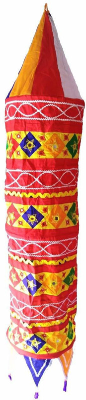 Ayushkacrafts Attractive Handcrafted Handmade Multicolor Cotton Foldable Fabric Lantern. Multicolor Cloth Hanging Lantern(152.4 cm X 38.1 cm, Pack of 1)
