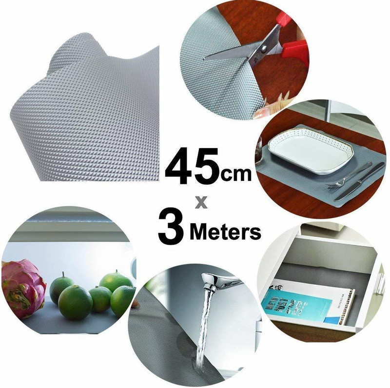 Dream Weaverz PVC (Polyvinyl Chloride) Drawer Mat(Grey, Medium)