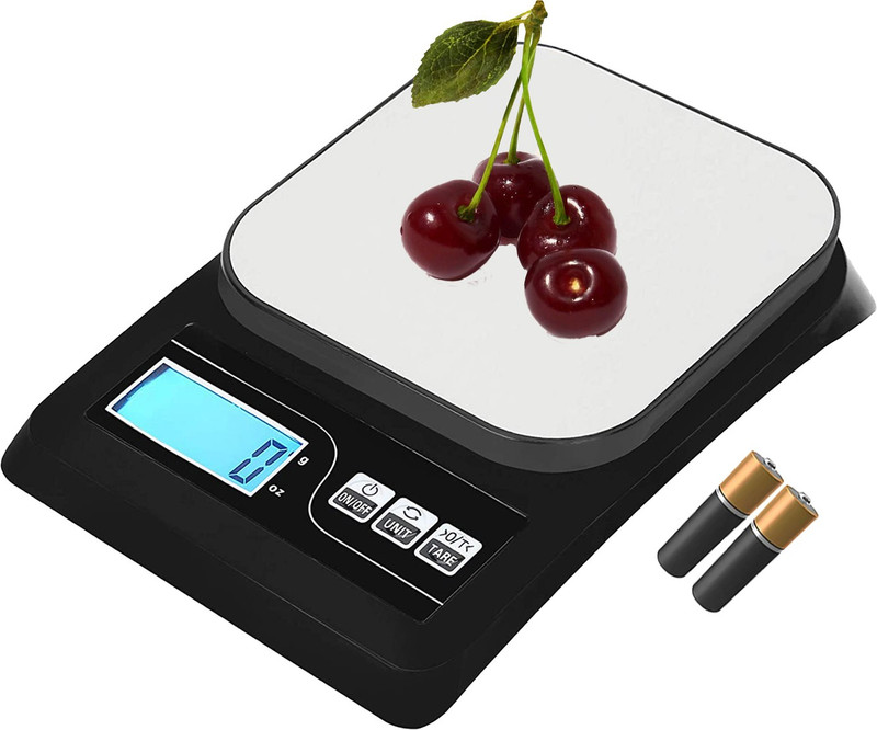 Qozent Kitchen Weight Scale Digital- Digital Kitchen Food Scale with High Accuracy 0.1g/10 kg,Small Multifunctional Weight Scale with Back-lit LCD Display & Tare Function, 2 Measurement Units,Used for Weight Loss, Baking, Cooking /24/AQaa Weighing Scale(Black)