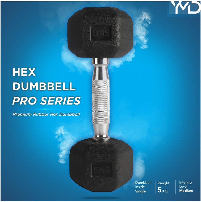 HACKERX Hex Dumbbell 5Kg Single Dumbbell, Ideal for Home Gym Dumbbells Exercise Workout Fixed Weight Dumbbell(5 kg)