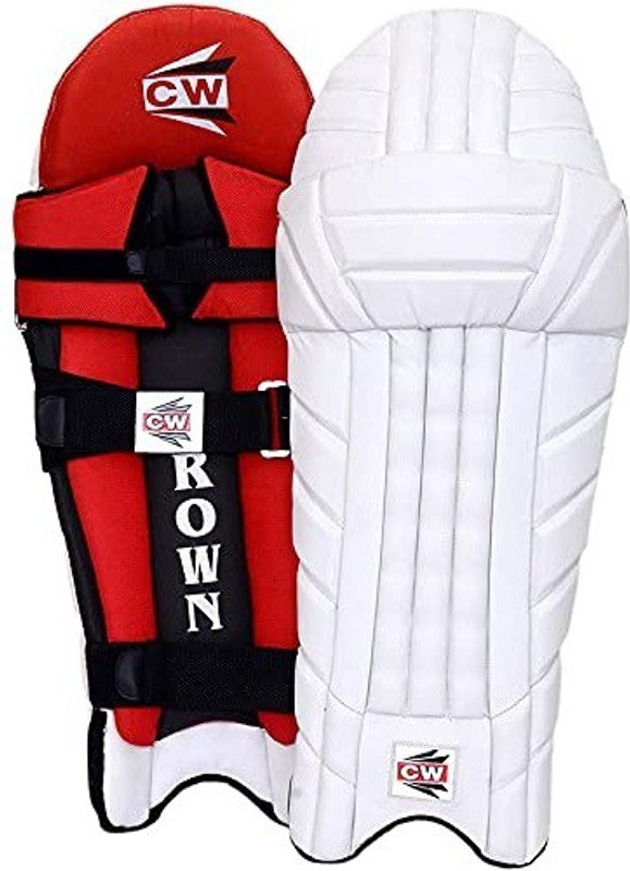 CW Crown Cricket Betting Pad Professional Sports Batting Legguard for Full Size Men's (39 - 43 cm) Batting Pad(White, Red, Ambidextrous)