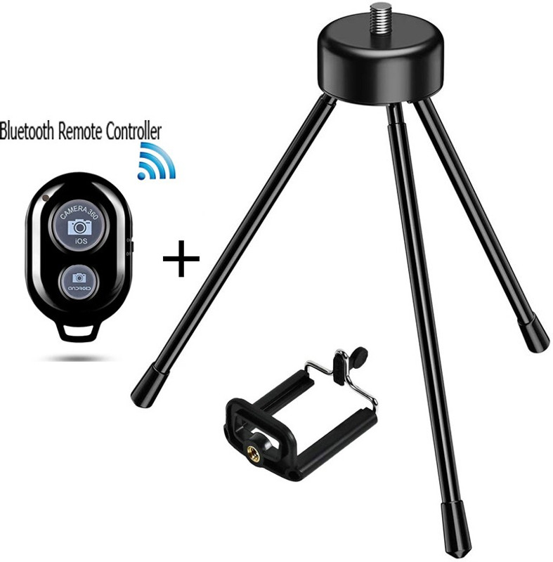 BUFONA Hot Selling Heavy Metal Heavy Duty Strong Unbreakable Mobile Stand+ Bluetooth Shutter Remote Control Mini Black Metal tripod 3Kg Capacity Camera Tripod Stand 20cm Professional Tripod Phone Tripod Stand Multifunction Flexible Tripod for Smartphone Camera Ring Light Stand Holder Selfie Mount, W