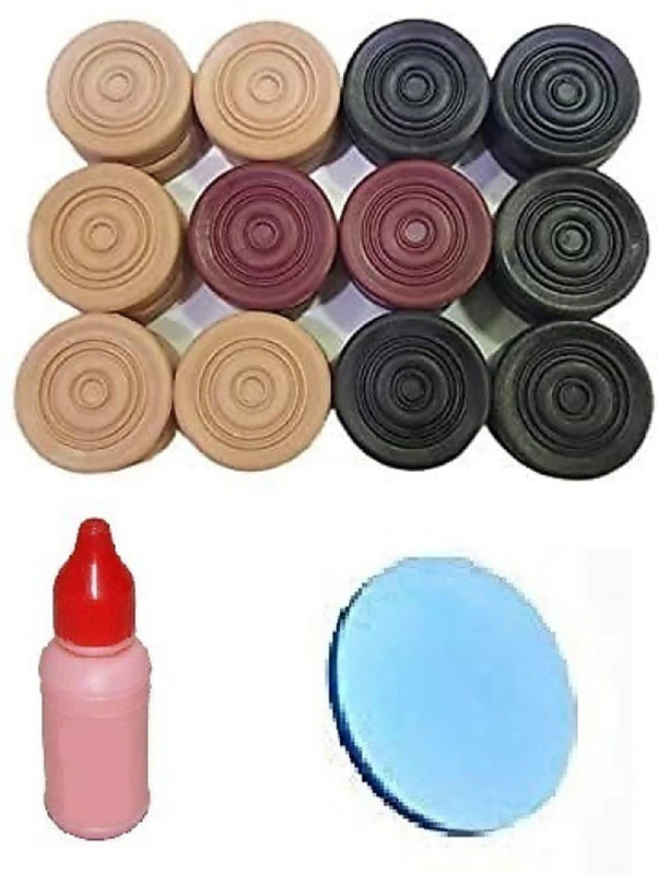 aunique 20 pcs Crystal carrom coin set with powder and stricker ll Carrom Pawns(Pack of 20)