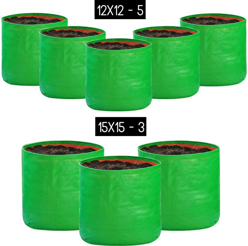 SCOTMEN Terrace gardening 12x12 Inches pack of 5 and 15x06 Inches pack of 5 Grow Bag