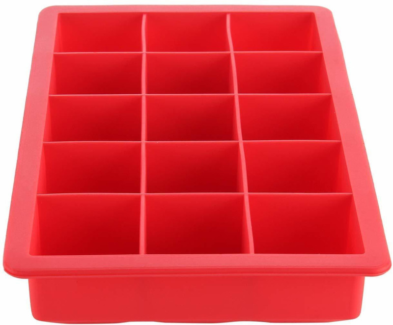 Flipco Easy Release Flexible Silicone 15 Section Whiskey Ice Ball Maker Red Silicone Ice Cube Tray(Pack of1)