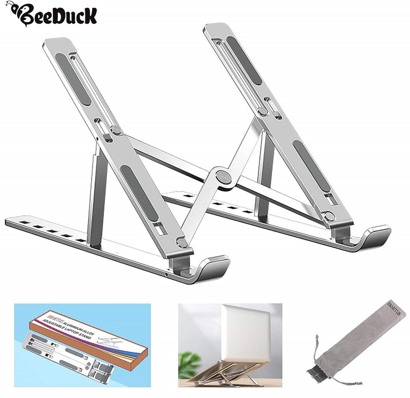 BeeDuck Laptop Stand, Aluminum Portable Laptop Holder Desk for Cooling, 6-Levels Adjustable Notebook/Laptop Riser Mount, Ventilated Computer Stand, Compatible with Laptop Sizes Laptop Stand, Aluminum Portable Laptop Holder Desk for Cooling, 6-Levels Adjustable Notebook/Laptop Riser Mount, Ventilated