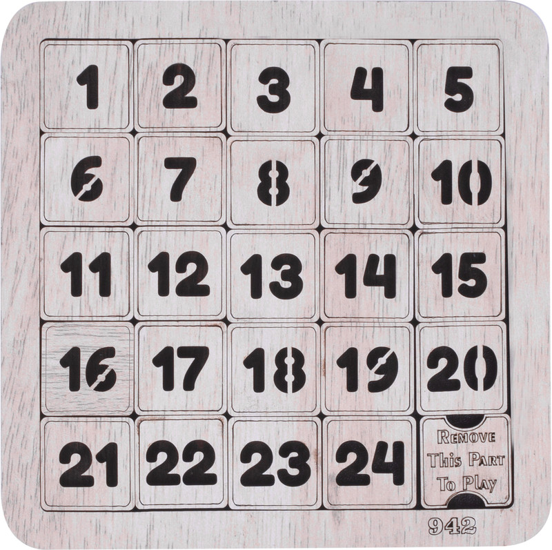 GLNRM Wooden Alphabet Slides Puzzle Game, Fifteen Puzzle for Adults and Kids, Non-Interlocked Pieces (5*5) (1 TO 24 OFF WHITE)(1 Pieces)