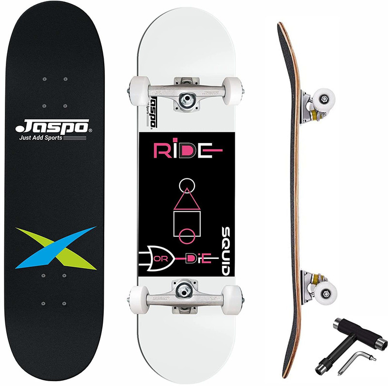 Jaspo Stay Wild (31X 8) inches Complete Fully Assembled 7 Layer Canadian Maple Skateboard for Kids/Boys/Girls/Youth/Adults – Made in India 31 inch x 8 inch Skateboard(Multicolor, Pack of 1)